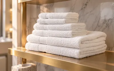 Stacked hotel towels